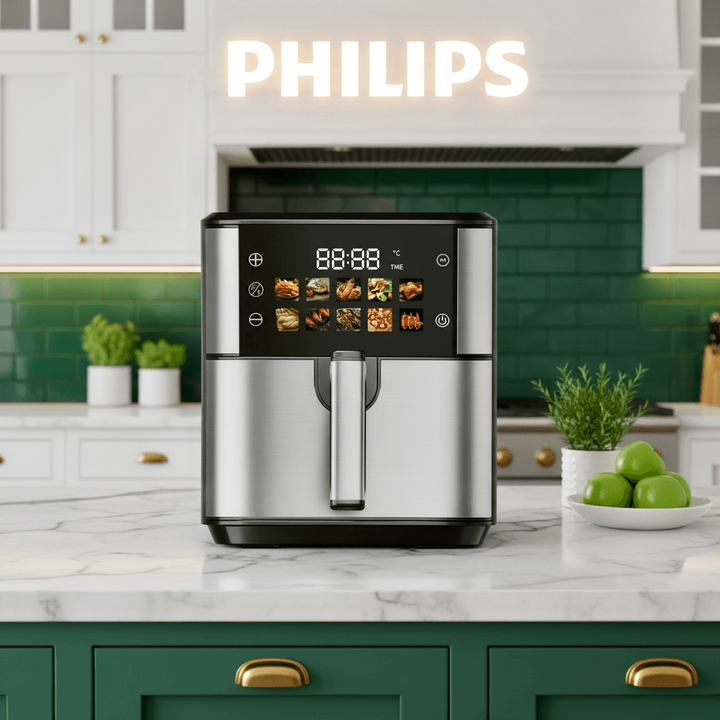 سرخ کن دوالمنت فیلیپس- ظرفیت 14 لیتری تمام استیل سبددار- قدرت 2800W وات - مدل PHILIPS HD92