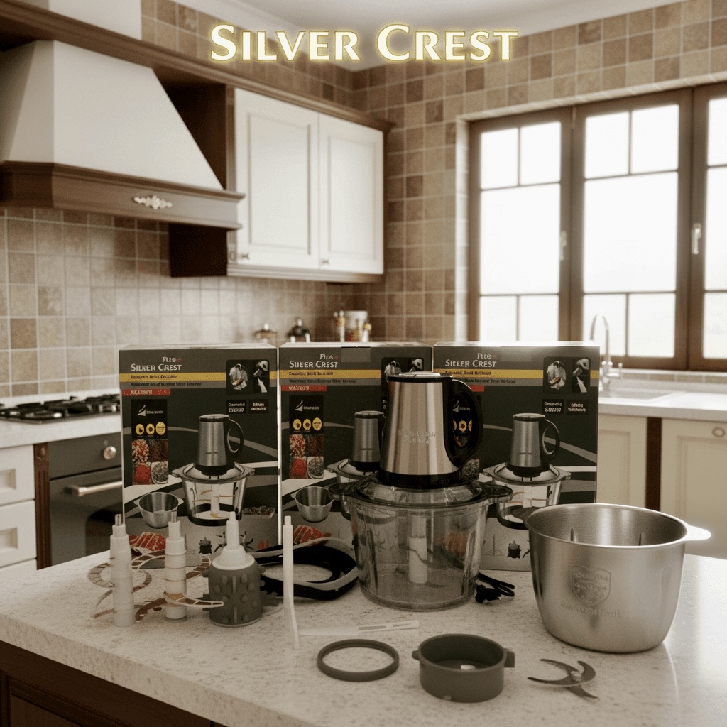 خردکن دوکاسه سیلورکرست-ظرفیت 4 4 لیتری 6 6 تیغه تیتانیوم طلایی همراه با سیر پاک کن و همزن-