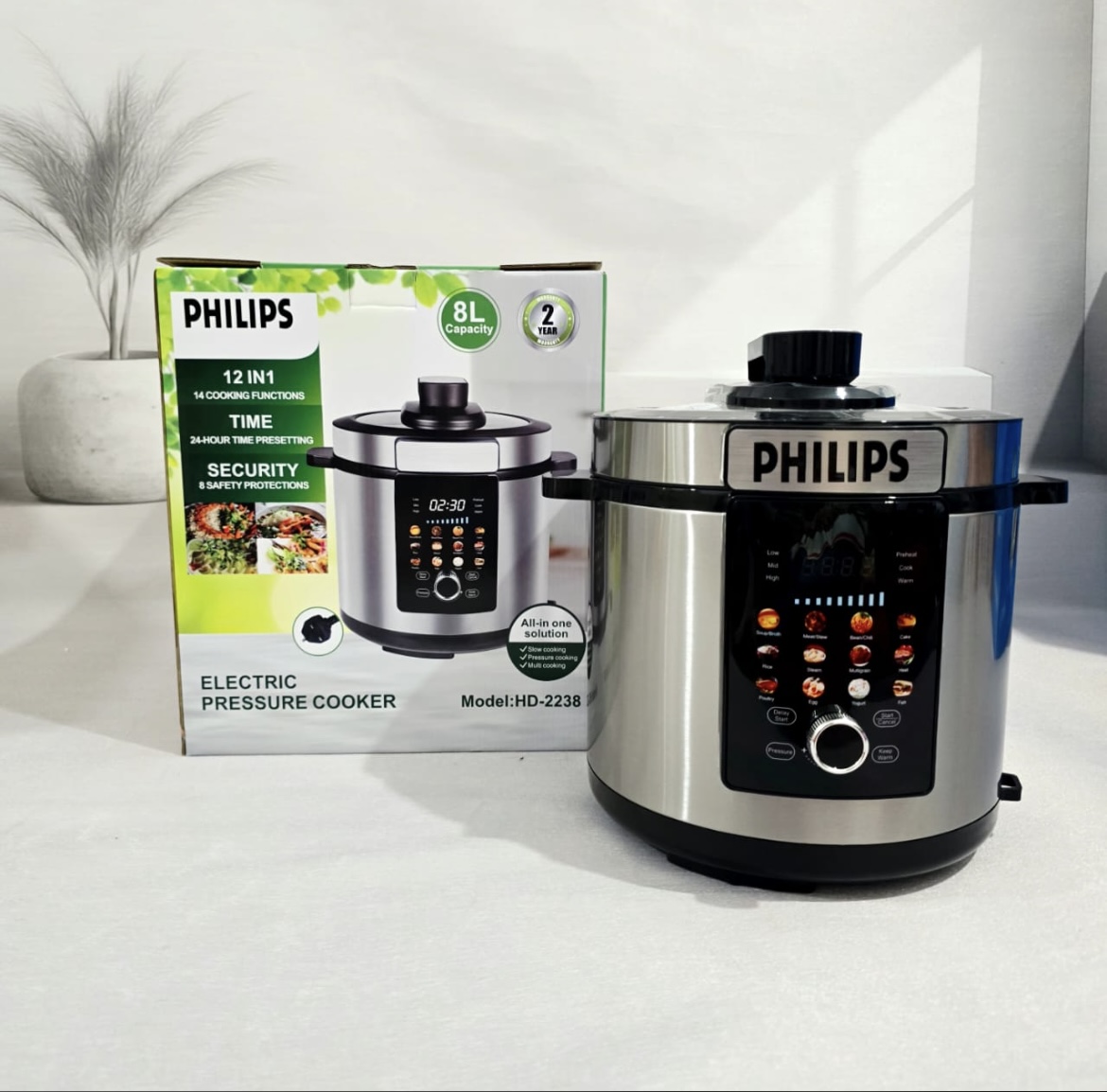 زودپز و پلوپز برقی فیلیپس مدل HD-2238، ظرفیت 8 لیتری