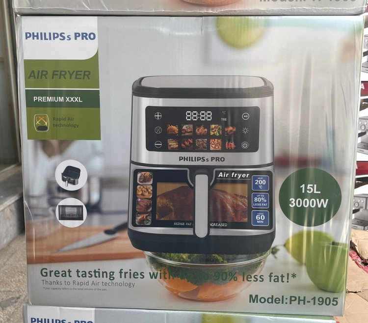 سرخ کن دوالمنت فیلیپس پرو- ظرفیت 15 لیتری تمام استیل جلو پنجره ای- قدرت 3000W وات مدل PH-1905