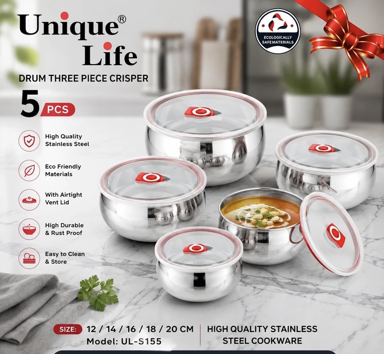 کاسه ۵ تیکه سوپاپ دار یونیک لایف مدل UL-S155