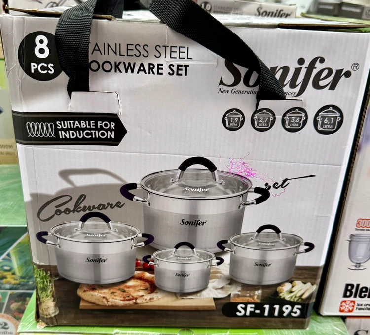سرویس قابلمه استیل ۸ پارچه سونیفر مدل SF-1195