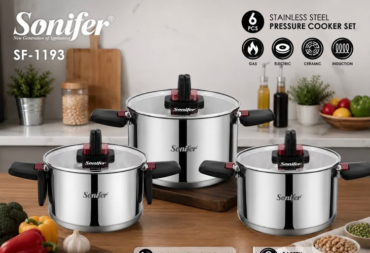 سرویس زودپز استیل ۶ پارچه سونیفر مدل SF-1193 است