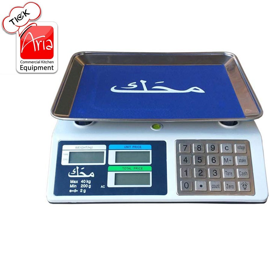 ترازو فروشگاهی محک مدل MHK-S40 ظرفیت ۴۰ کیلوگرم با کیبورد استیل