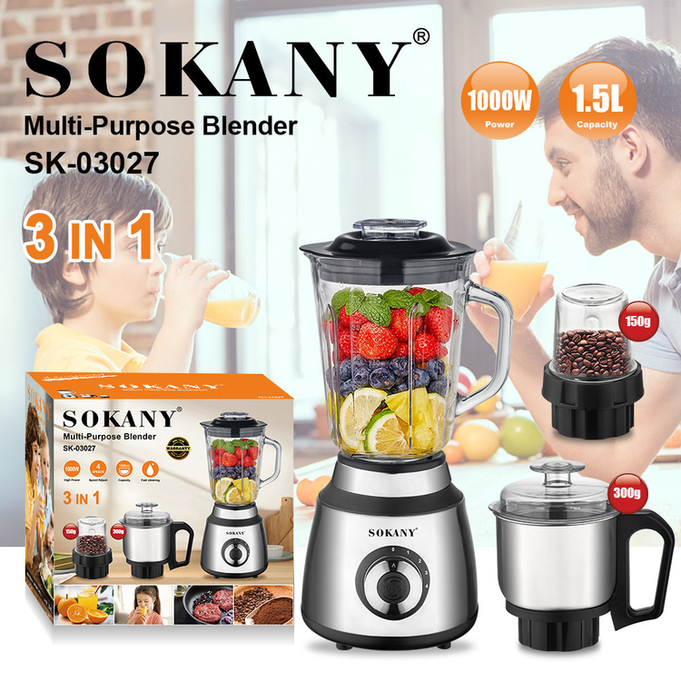 غذاساز چند منظوره سوکانی مدل SOKANY SK-03027 با قدرت 1000 وات