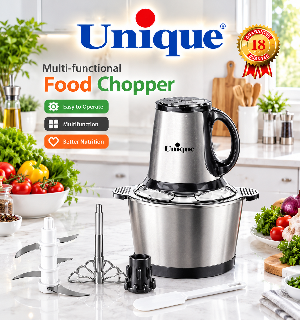 خردکن چندکاره یونیک Unique مدل DAVID3L ظرفیت 3 لیتر توان 1500 وات