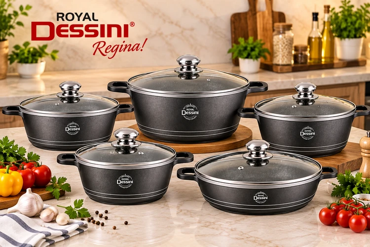 سرویس قابلمه ۱۰ پارچه Royal Dessini Regina | ست قابلمه دایکاست نچسب