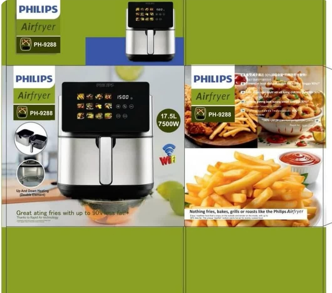 سرخکن بدون روغن فیلیپس 17.5لیتری دو المنت 7500 وات مدلPH9286
