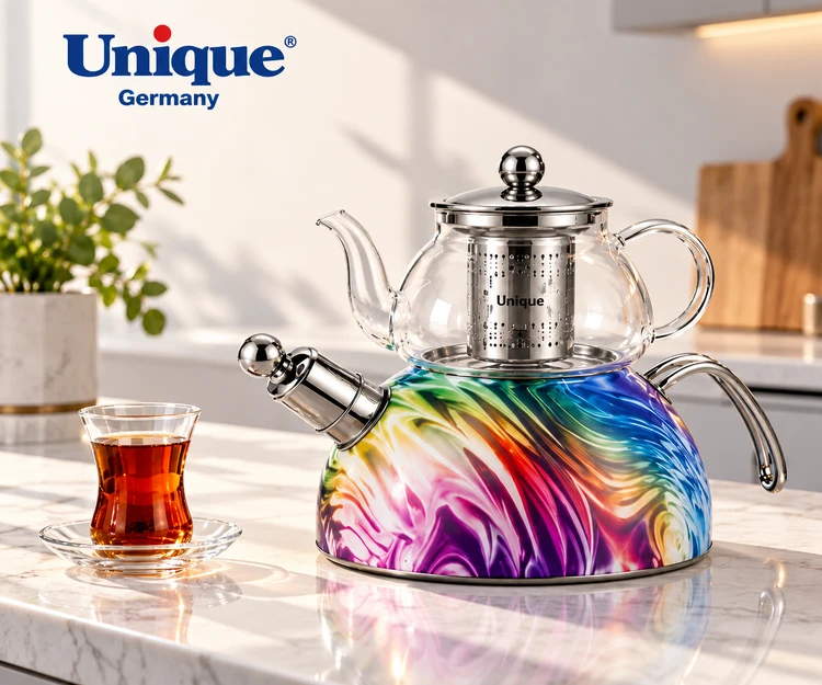 کتری لعابی طرح رنگینکمانی یونیک آلمان مدل UN-3699