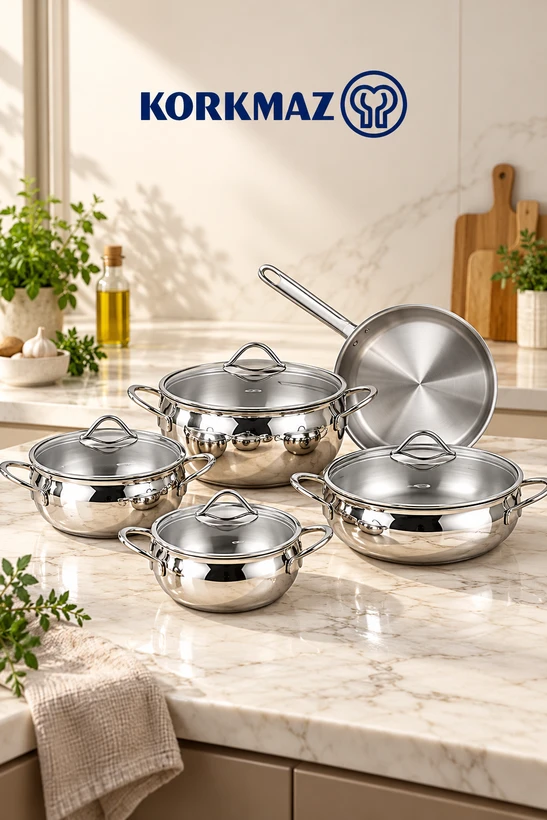 سرویس قابلمه ۹ پارچه کرکماز اصلی مدل Astra A1800 تومبیک | استیل ضدزنگ ۱۸/۱۰