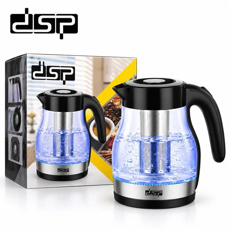 کتری برقی DSP مدل KK1270، ظرفیت ۱٫۷ لیتر، توان ۲۲۰۰ وات، مجهز به صافی چای و چراغ L